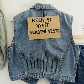 Vyšívaná džínová vesta – na přání - první obrázek z galerie